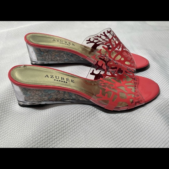 azuree cannes Shoes - Azuree Cannes made in France seashell clear wedge sandal women size 7